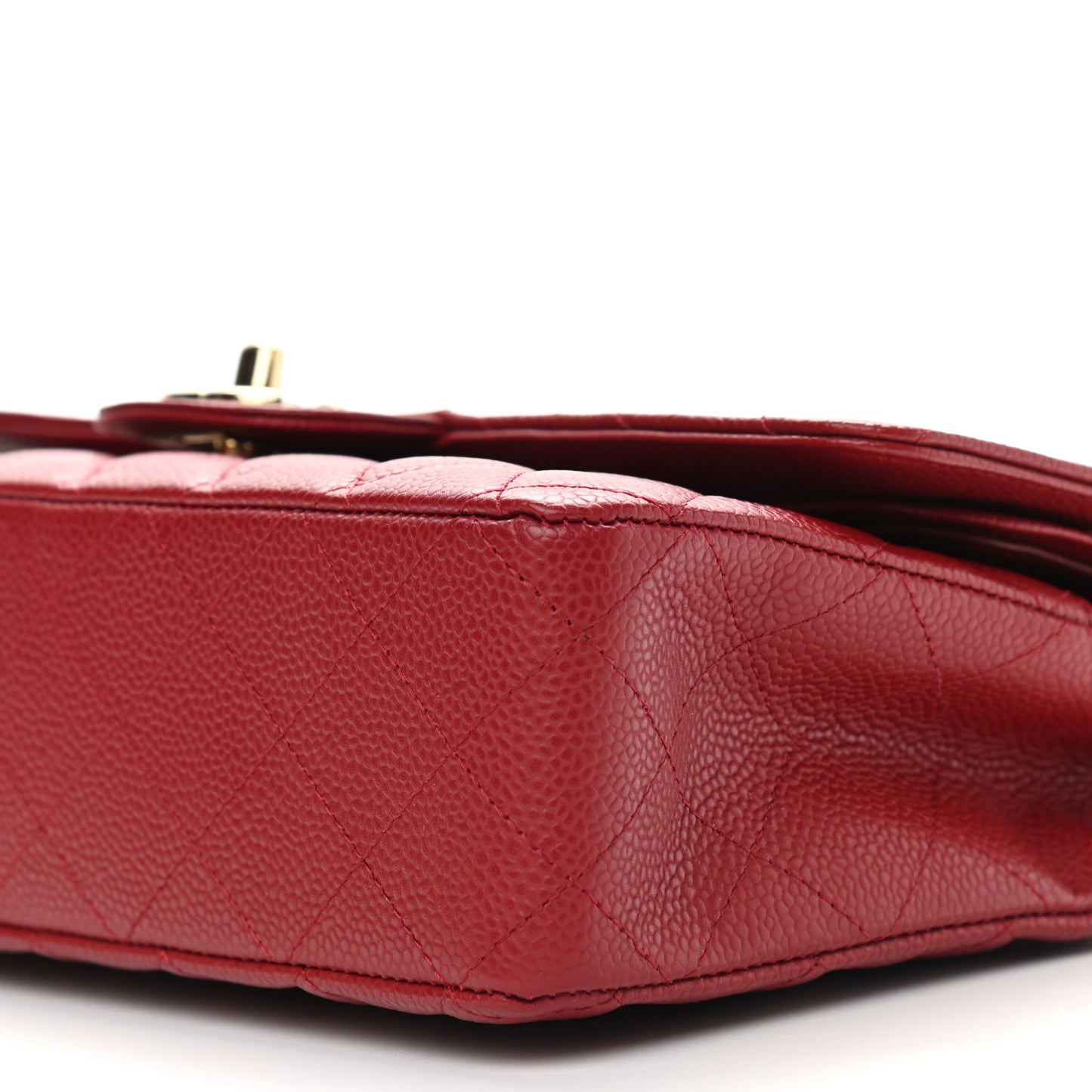 Caviar Quilted Medium Double Flap Red