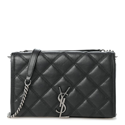 Saint Laurent Lambskin Diamond Quilted Becky Chain Wallet Black 1 of 10