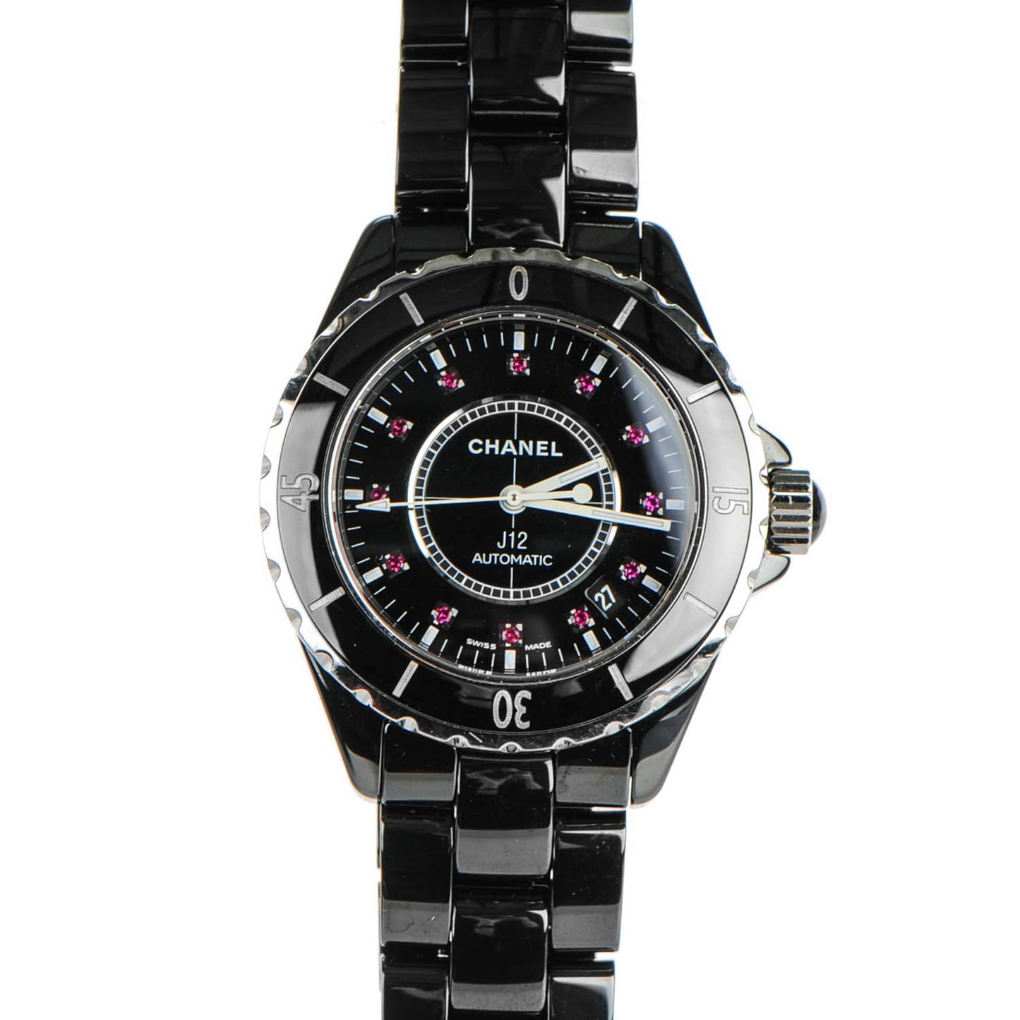 Stainless Steel Ceramic Ruby 38mm J12 Automatic Watch Black