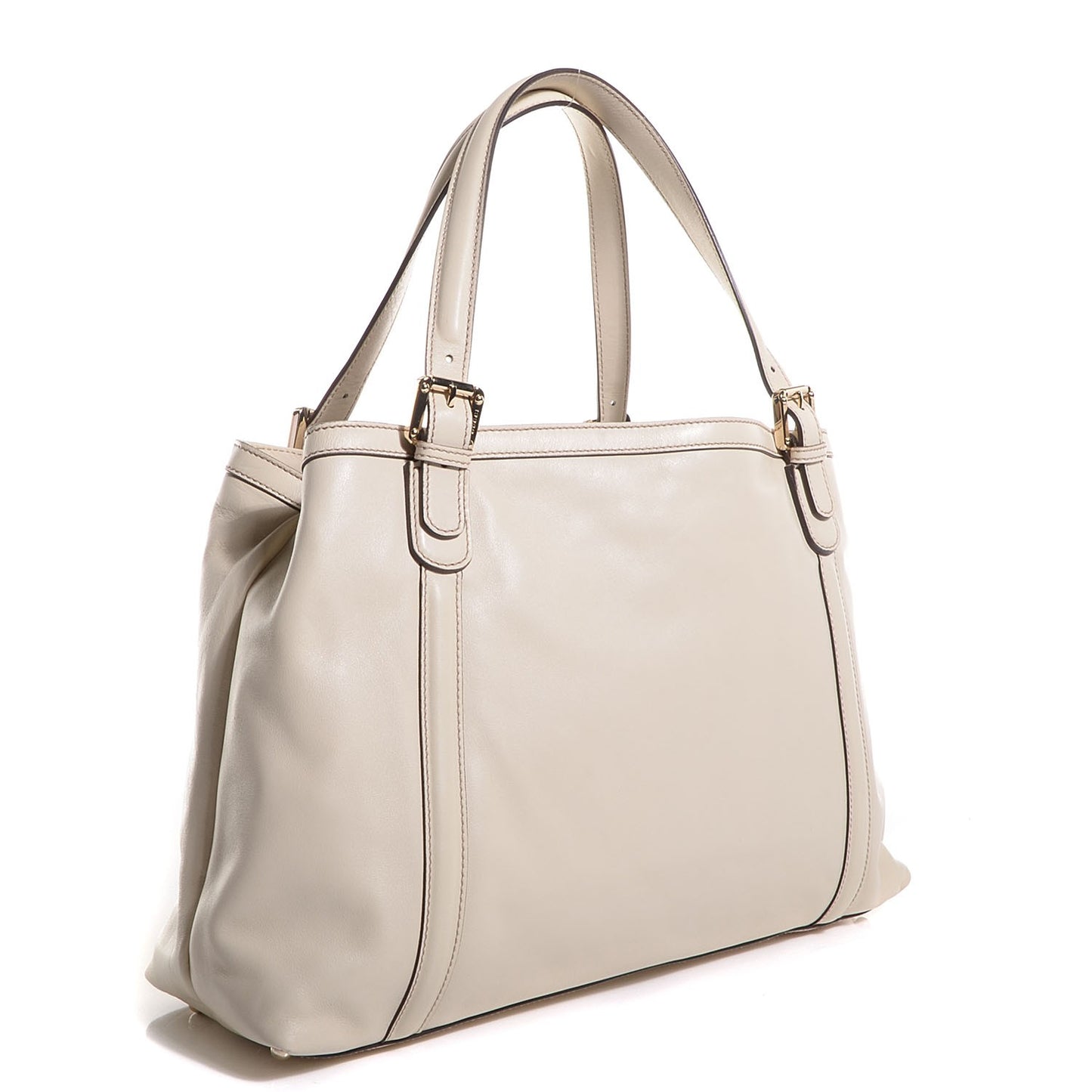 Leather Web Medium Britt Tote Off White