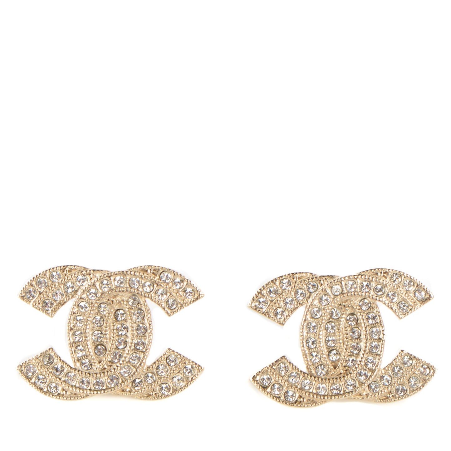 Crystal Double CC Earrings Light Gold