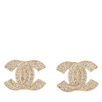 Chanel Crystal Double CC Earrings Light Gold 1 of 4