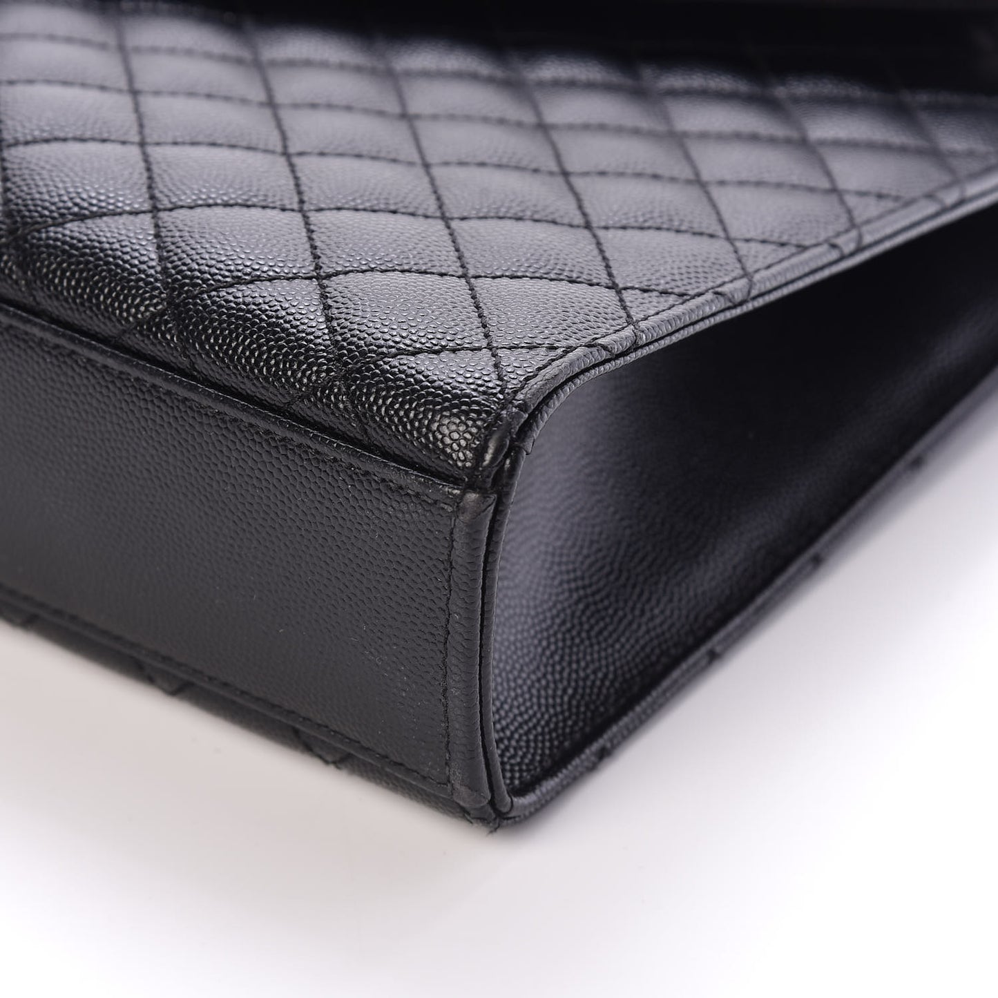 Grain De Poudre Textured Mixed Matelasse Large Triquilt Monogram Monochrome Satchel Black