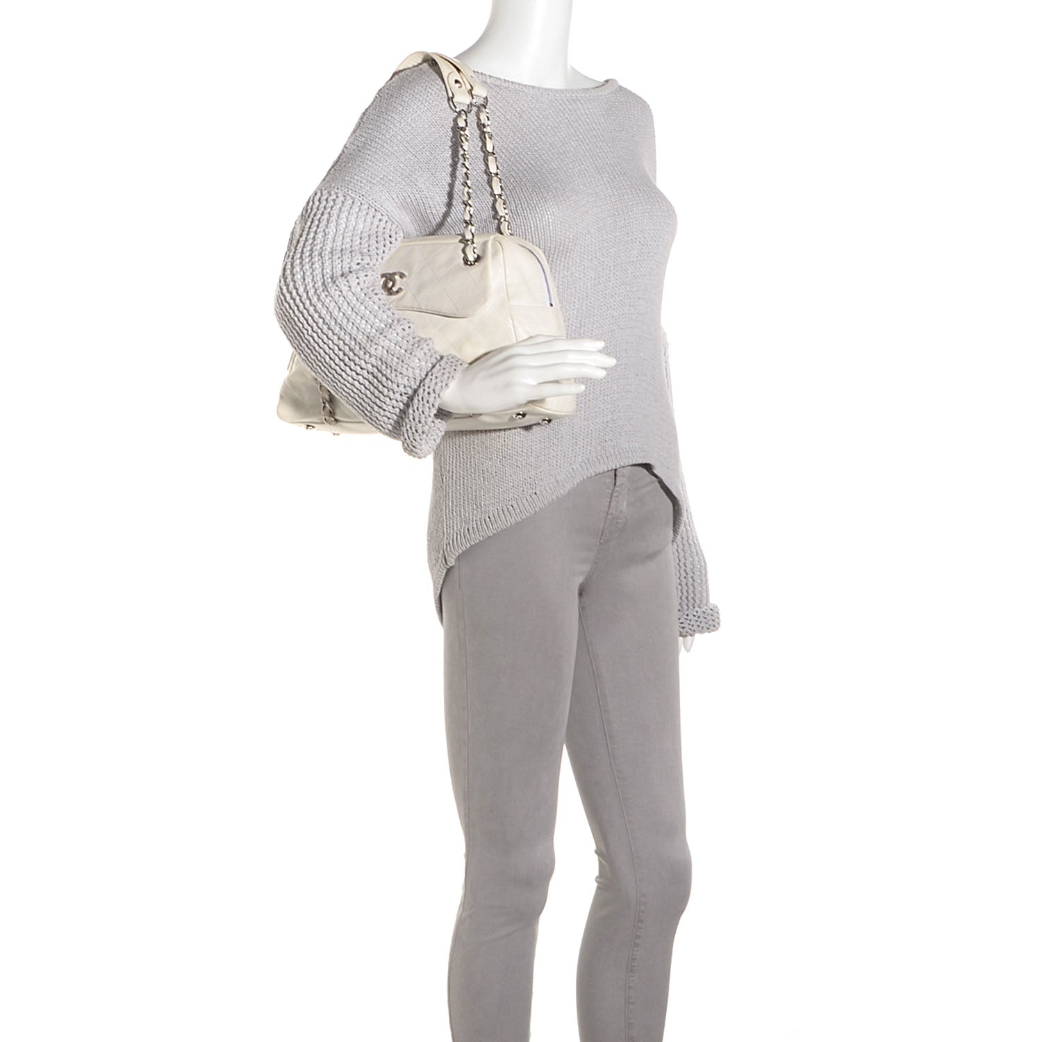 Chanel Lambskin Quilted Small Chain Around Tote White 2 of 7
