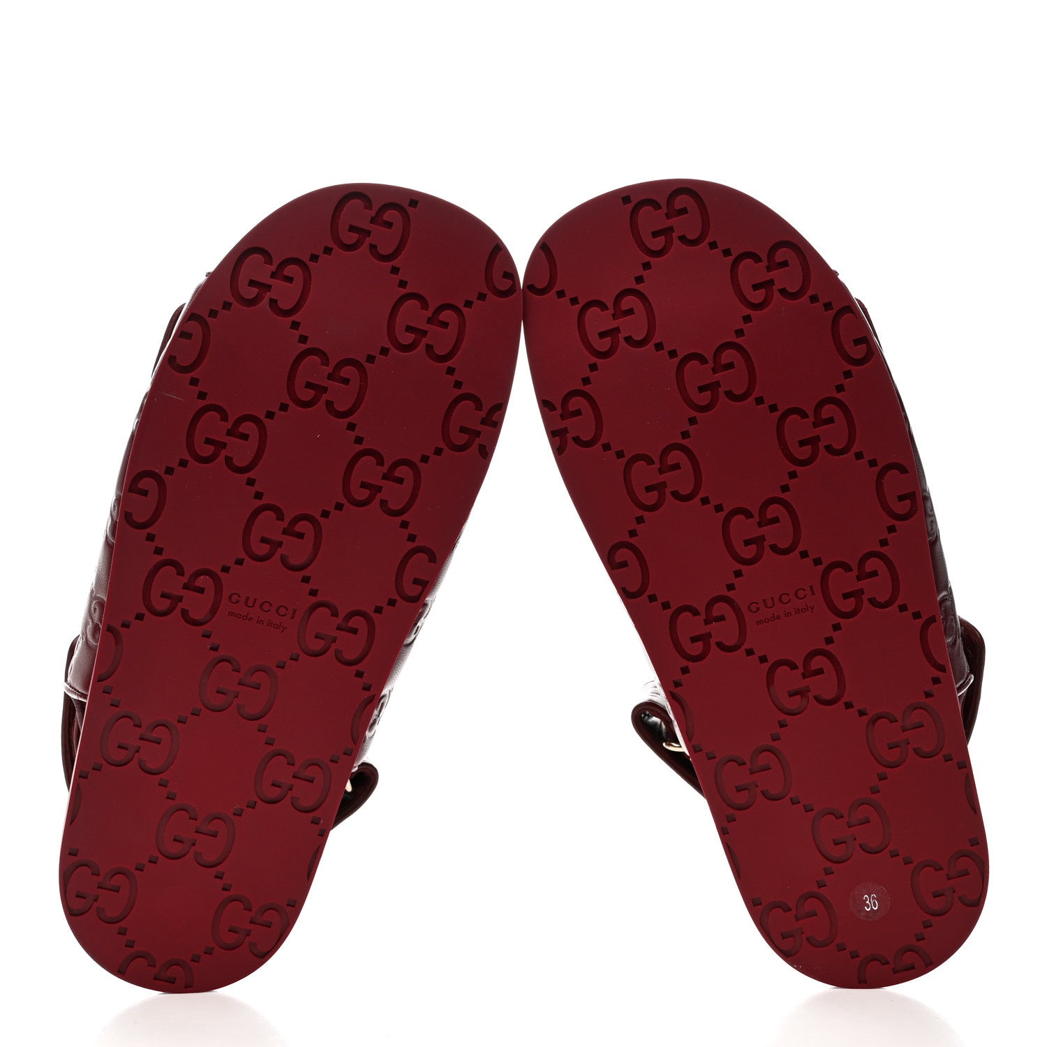 Gucci Guccissima GG Embossed Womens Sandals 36 Rosso Ancora 6 of 10