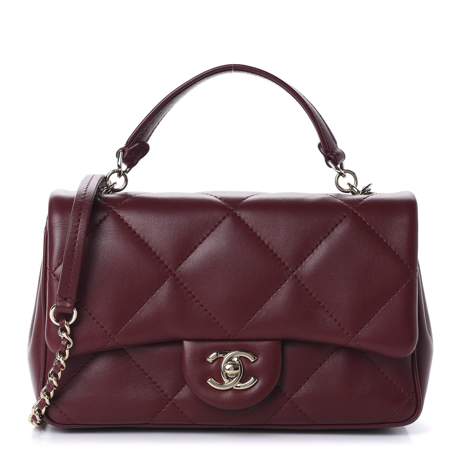 Chanel Lambskin Quilted Small Easy Carry Flap Burgundy 1 of 11