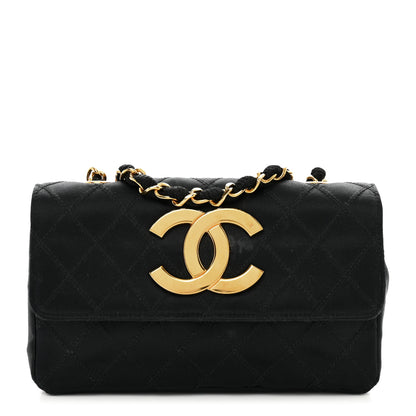 Chanel Satin Double Stitched Mini Single Flap Black 1 of 11