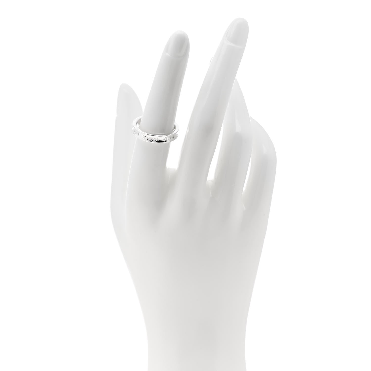 Tiffany Sterling Silver Narrow 1837 Band Ring 53 6.25 2 of 5