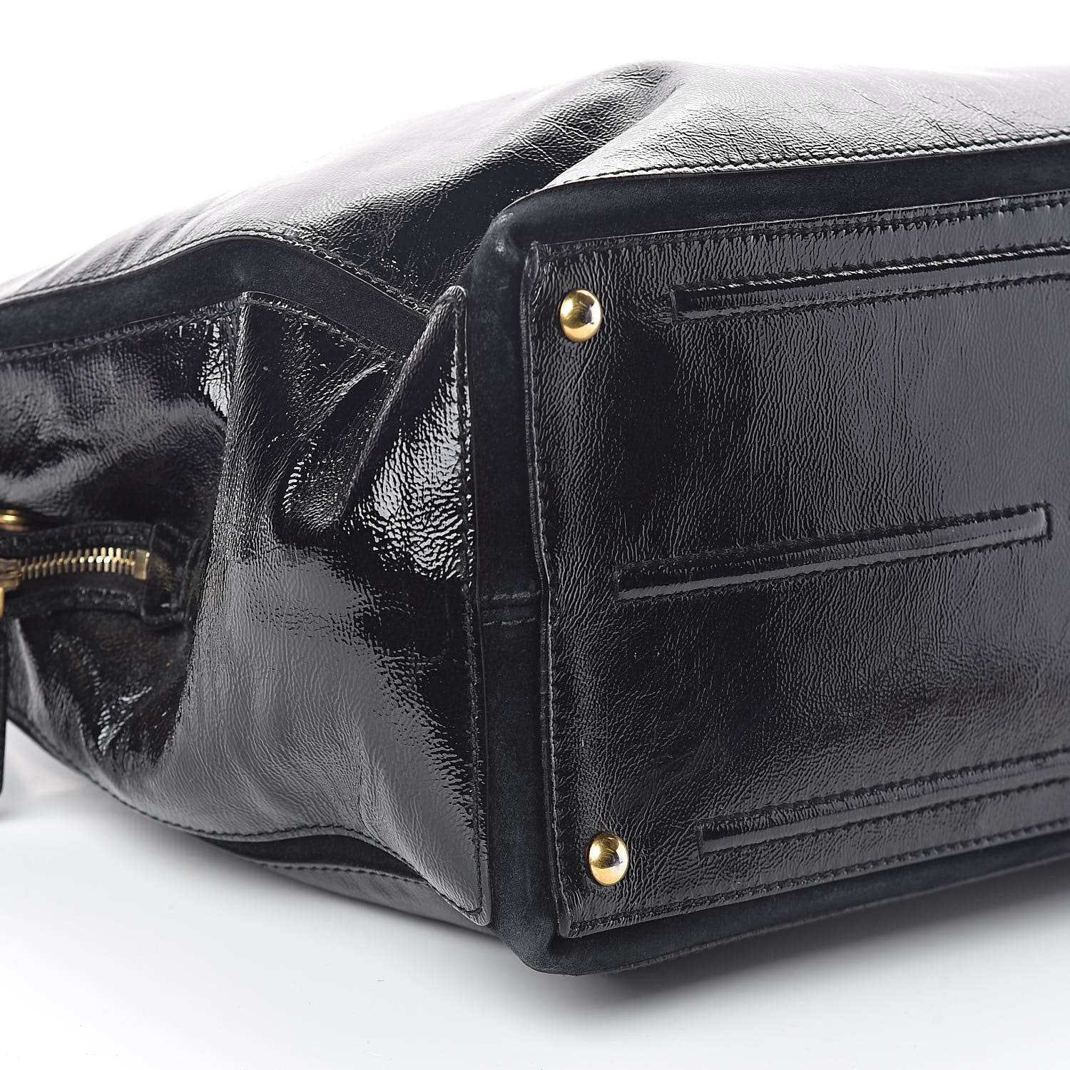 Saint Laurent Textured Patent Muse Two Cabas Black 6 of 9