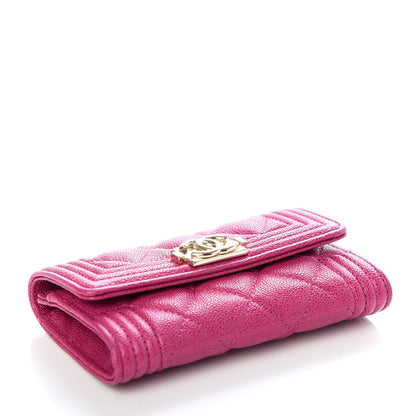 Chanel Caviar Quilted Boy Card Holder Wallet Fuchsia 4 of 9