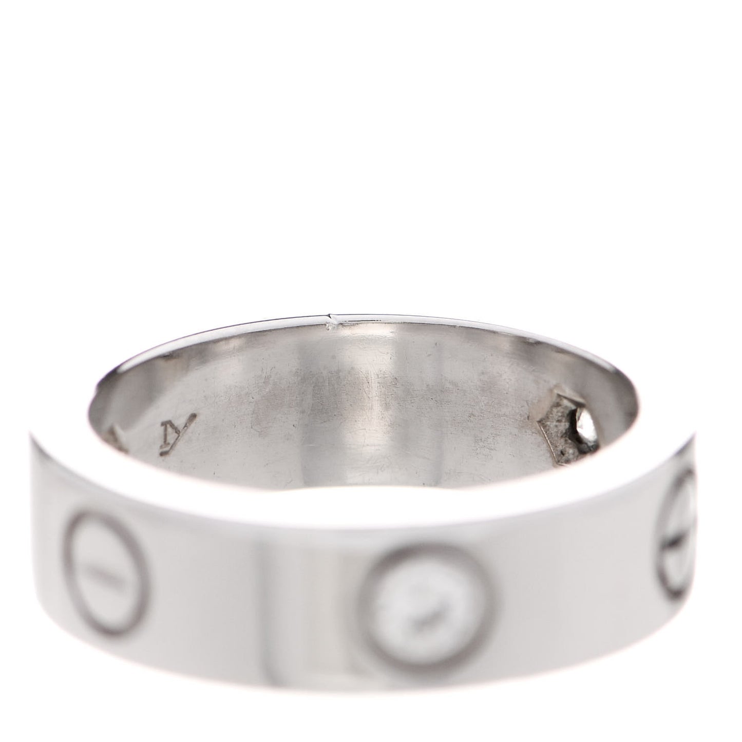 18K White Gold 3 Diamond 5.5mm LOVE Ring 50 5.25