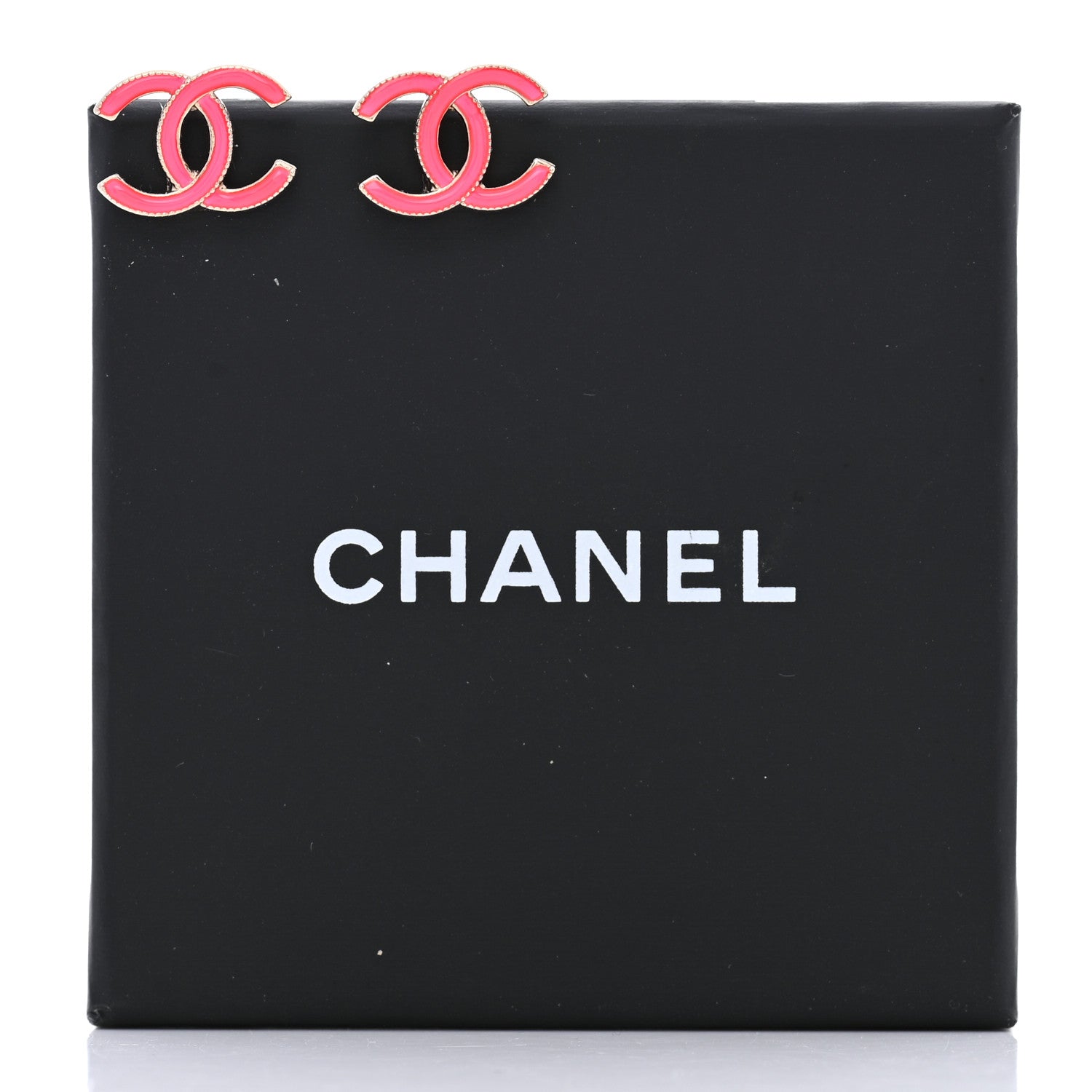 Chanel Enamel CC Earrings Pink Gold 5 of 5