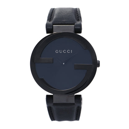 Gucci PVD Stainless Steel Calfskin 37mm Interlocking G Quartz Watch Black 1 of 4