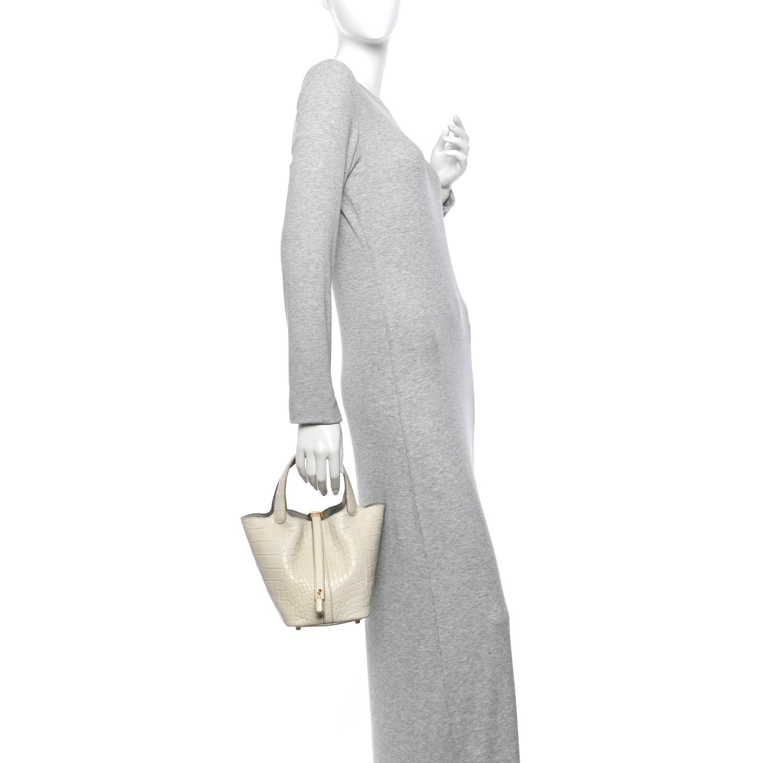 Hermes Matte Alligator Picotin Lock 18 Beton 2 of 14