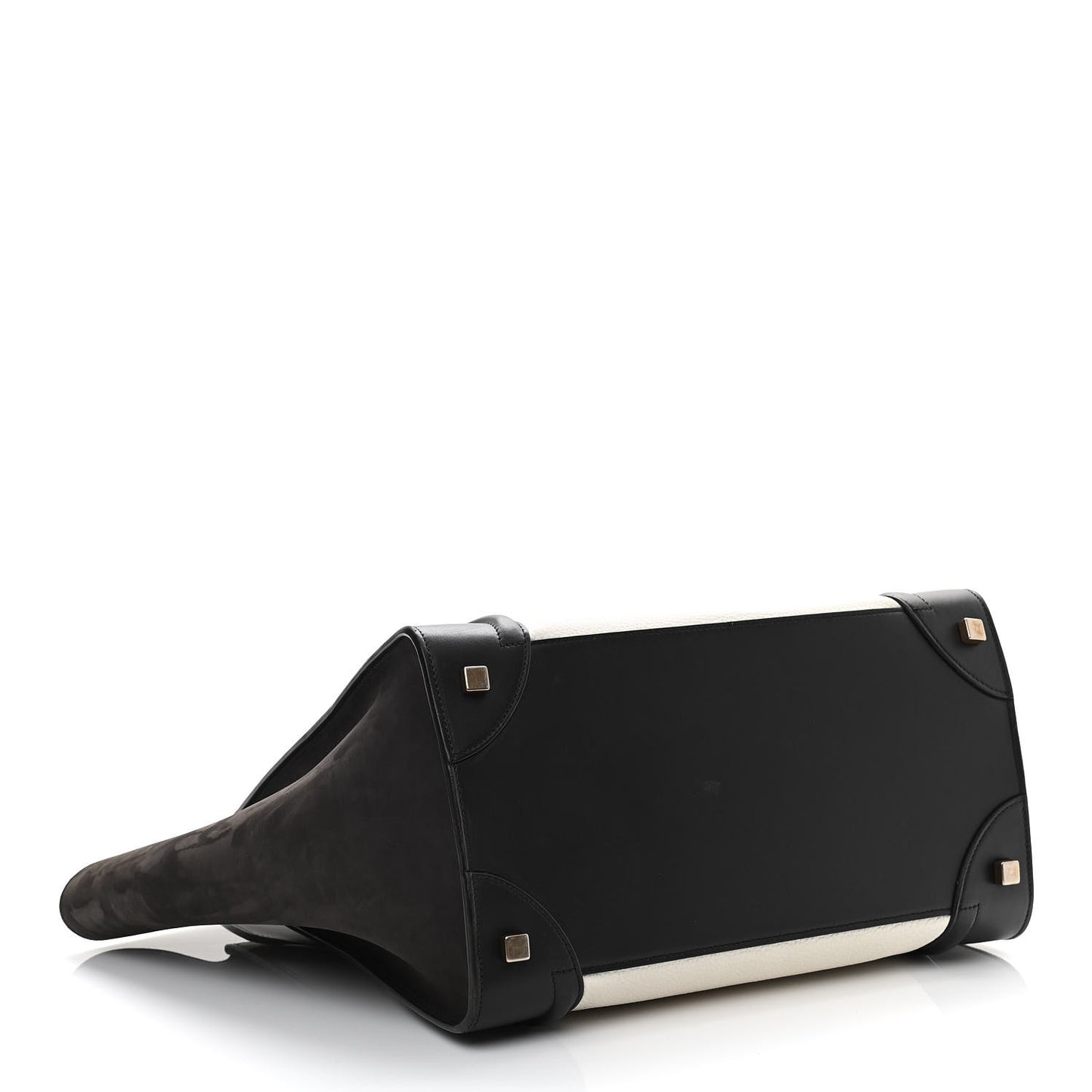 Nubuck Drummed Calfskin Mini Bi-Color Luggage Black White