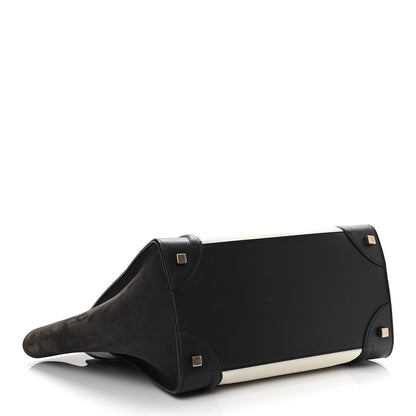 Celine Nubuck Drummed Calfskin Mini Bi-Color Luggage Black White 4 of 12