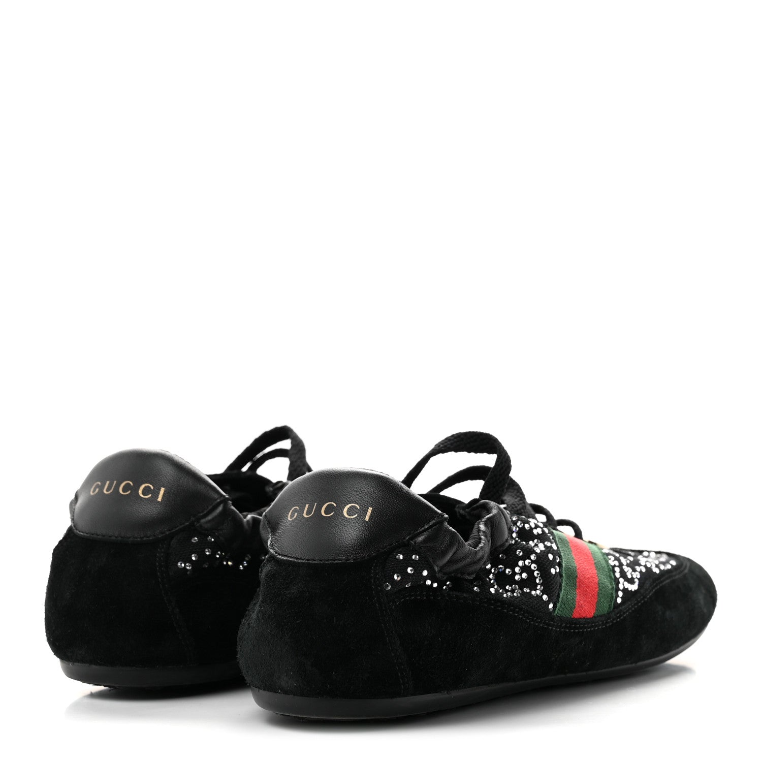 Gucci GG Suede Monogram Crystal Web Womens Sneakers 36 Black 5 of 8