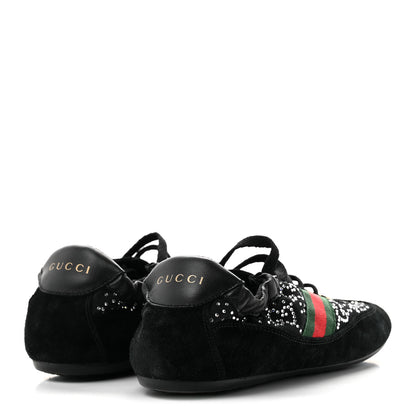 Gucci GG Suede Monogram Crystal Web Womens Sneakers 36 Black 5 of 8