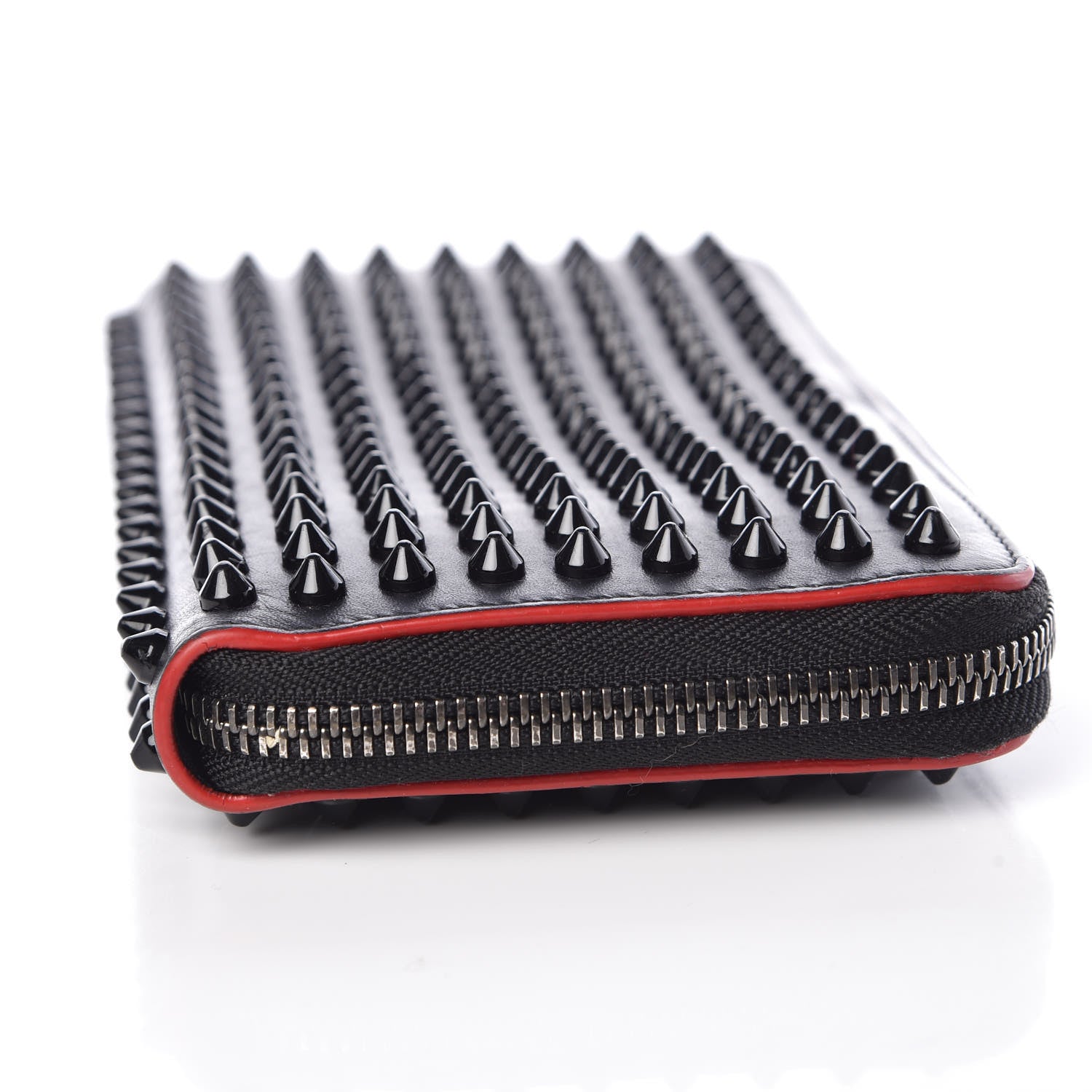 Christian Louboutin Calfskin Panettone Spiked Zip Around Wallet Black 12 of 15