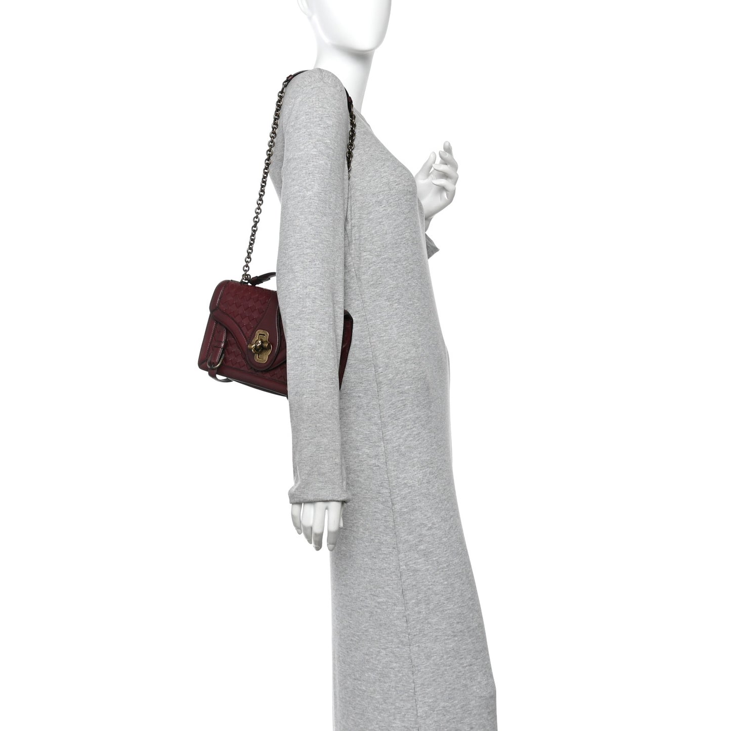 French Calfskin Intrecciato City Knot Bag Burgundy