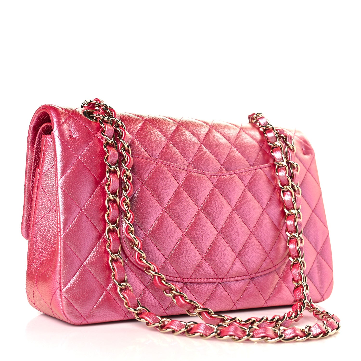 Chanel Iridescent Caviar Quilted Medium Double Flap Pink 3 of 9