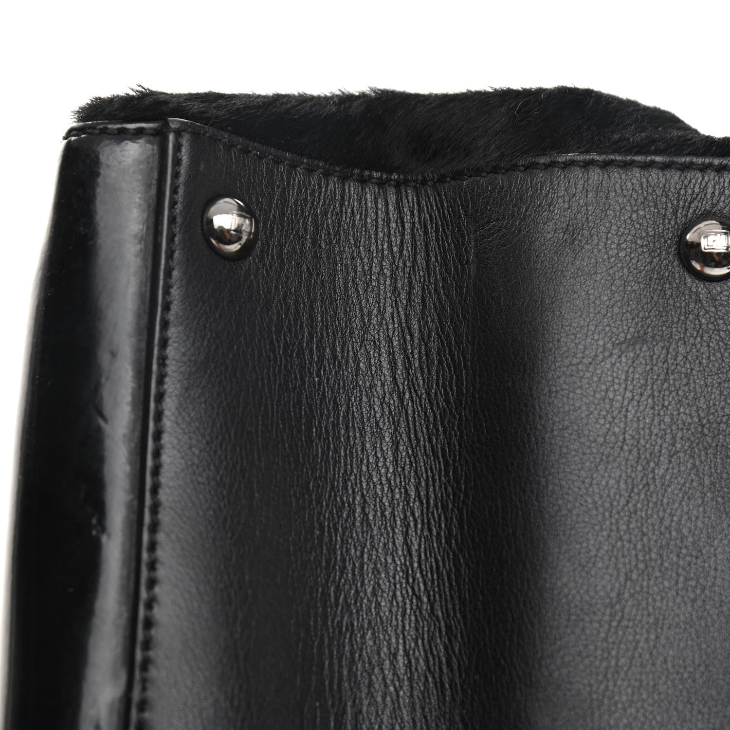 Fendi Patent Calf Hair Studded Regular 2Jours Tote Black 11 of 13