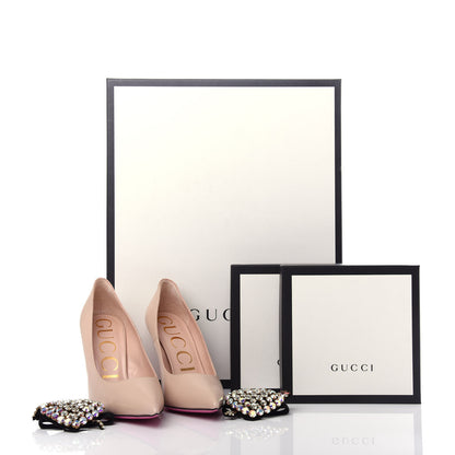 Gucci Nappa Removable Crystal Heart Pumps 36 Skin Rose 13 of 13