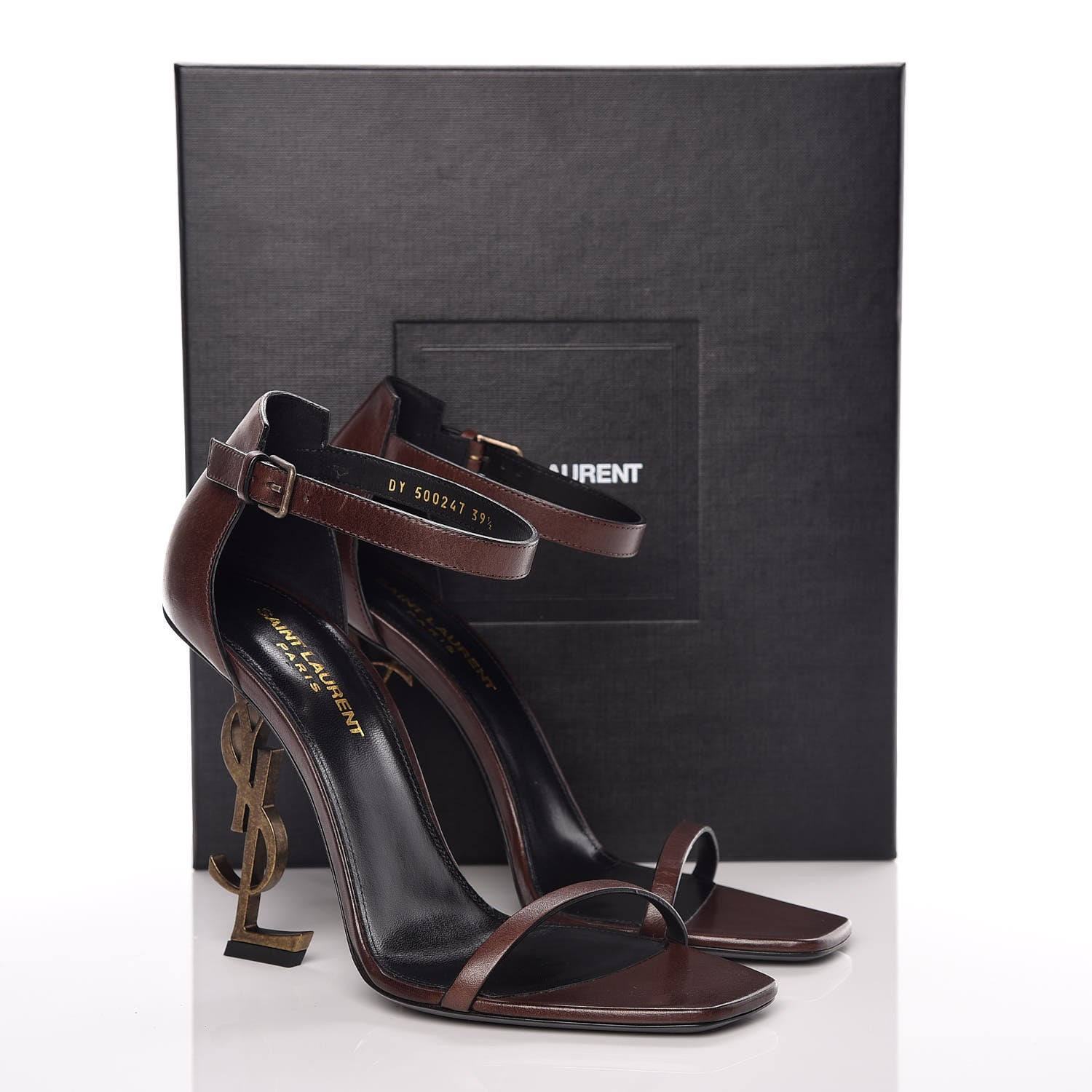 Saint Laurent Calfskin Opyum Sandals 39.5 Brown 9 of 9