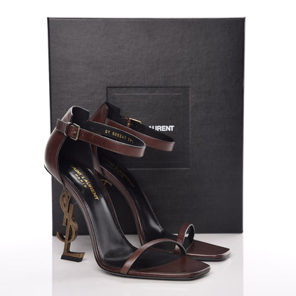 Saint Laurent Calfskin Opyum Sandals 39.5 Brown 9 of 9