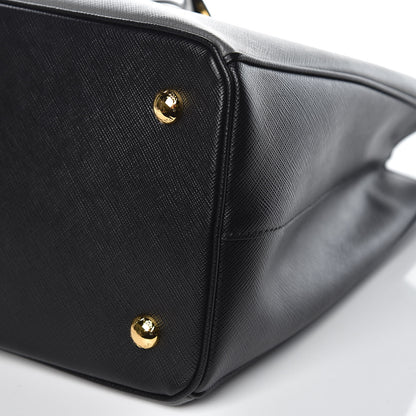 Prada Saffiano Lux Bi-Color Medium Tote Mercurio Black 9 of 9