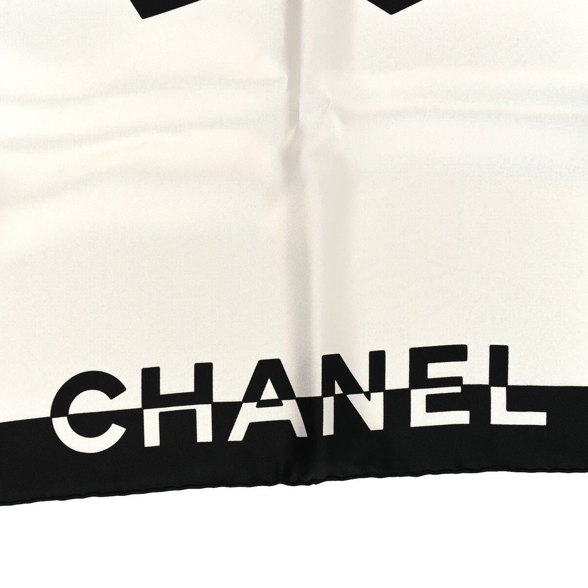 Silk Coco CC Square Scarf Black Ivory
