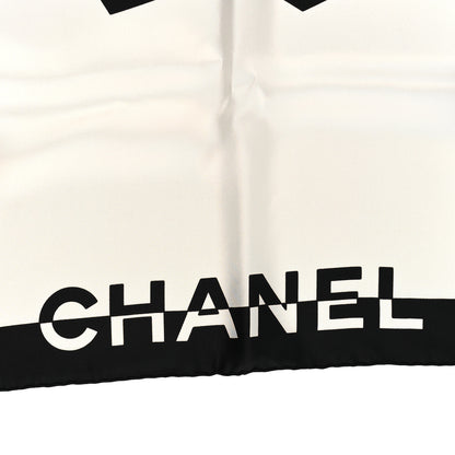 Chanel Silk Coco CC Square Scarf Black Ivory 6 of 6