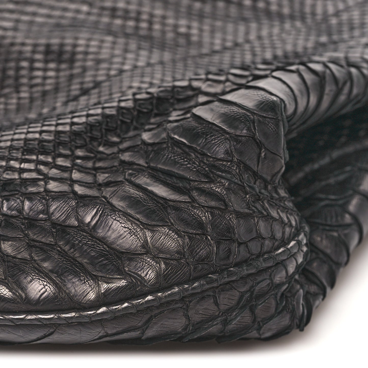Snakeskin Rock and Chain Hobo Black