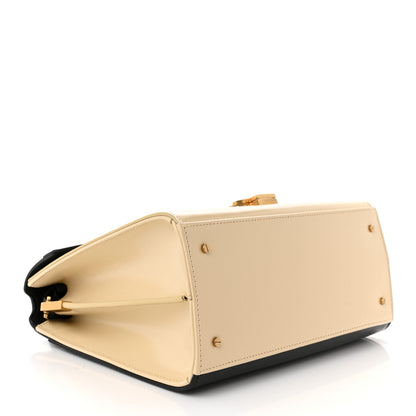 Saint Laurent Smooth Shiny Calfskin Medium Classic Monogram Cassandra Top Handle Black Crema Soft 4 of 10