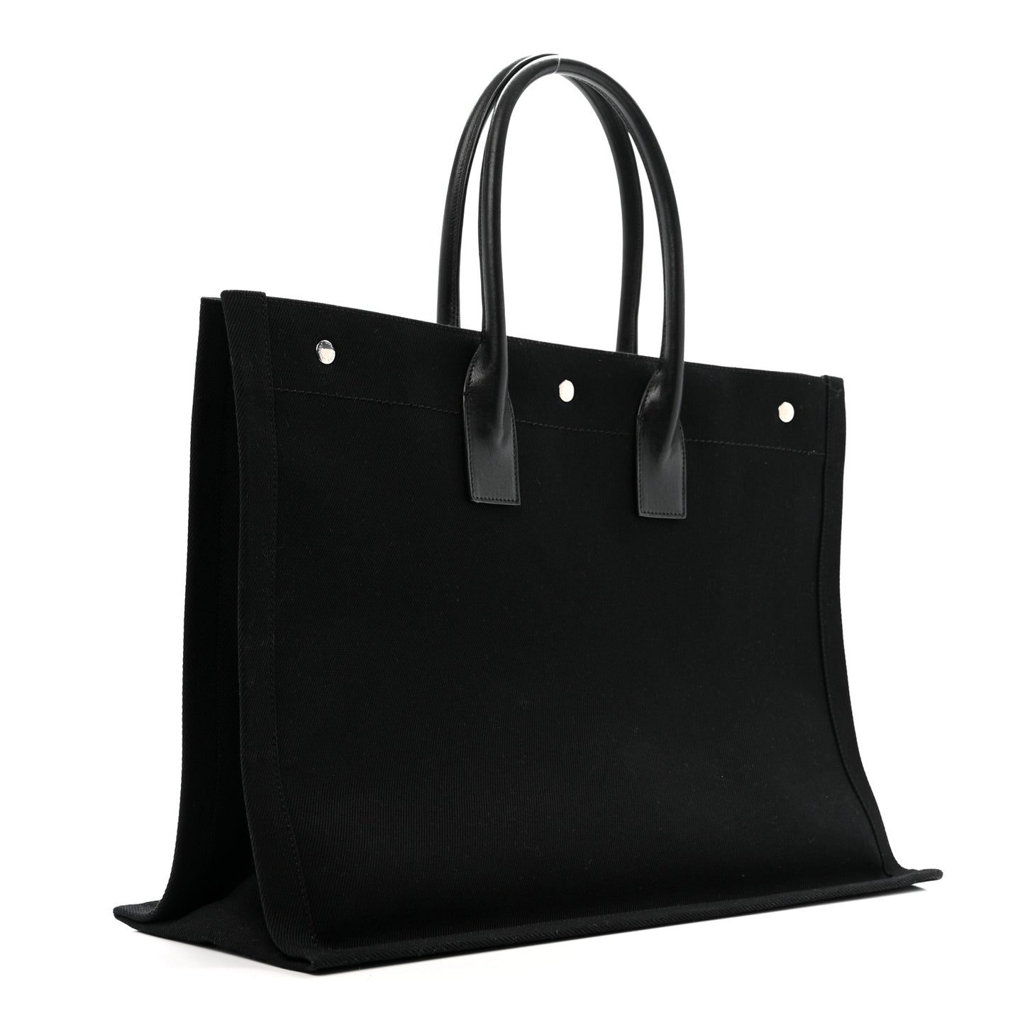 Linen Calfskin Rive Gauche Tote Black