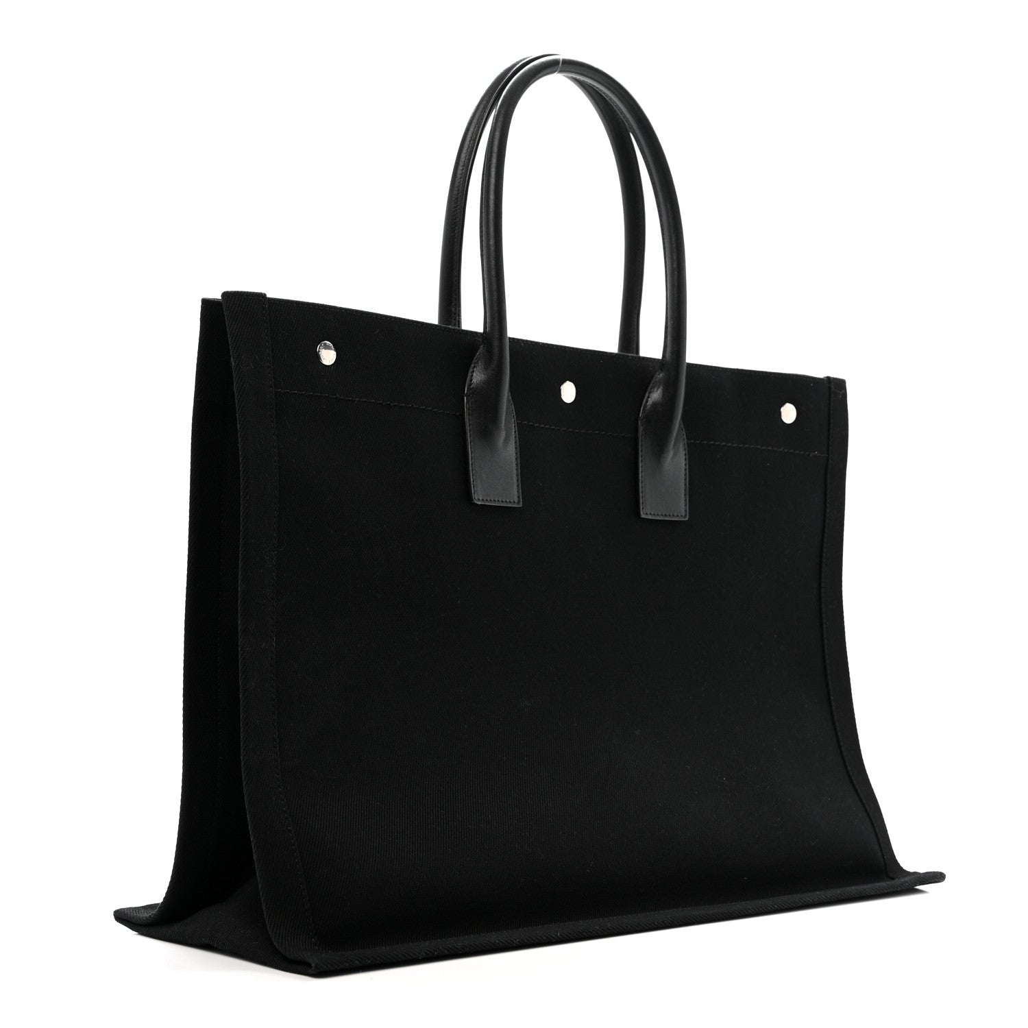 Saint Laurent Linen Calfskin Rive Gauche Tote Black 3 of 15