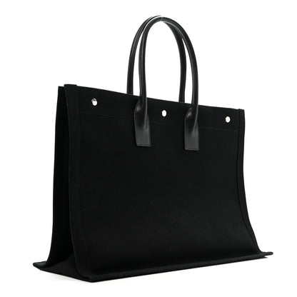 Saint Laurent Linen Calfskin Rive Gauche Tote Black 3 of 15