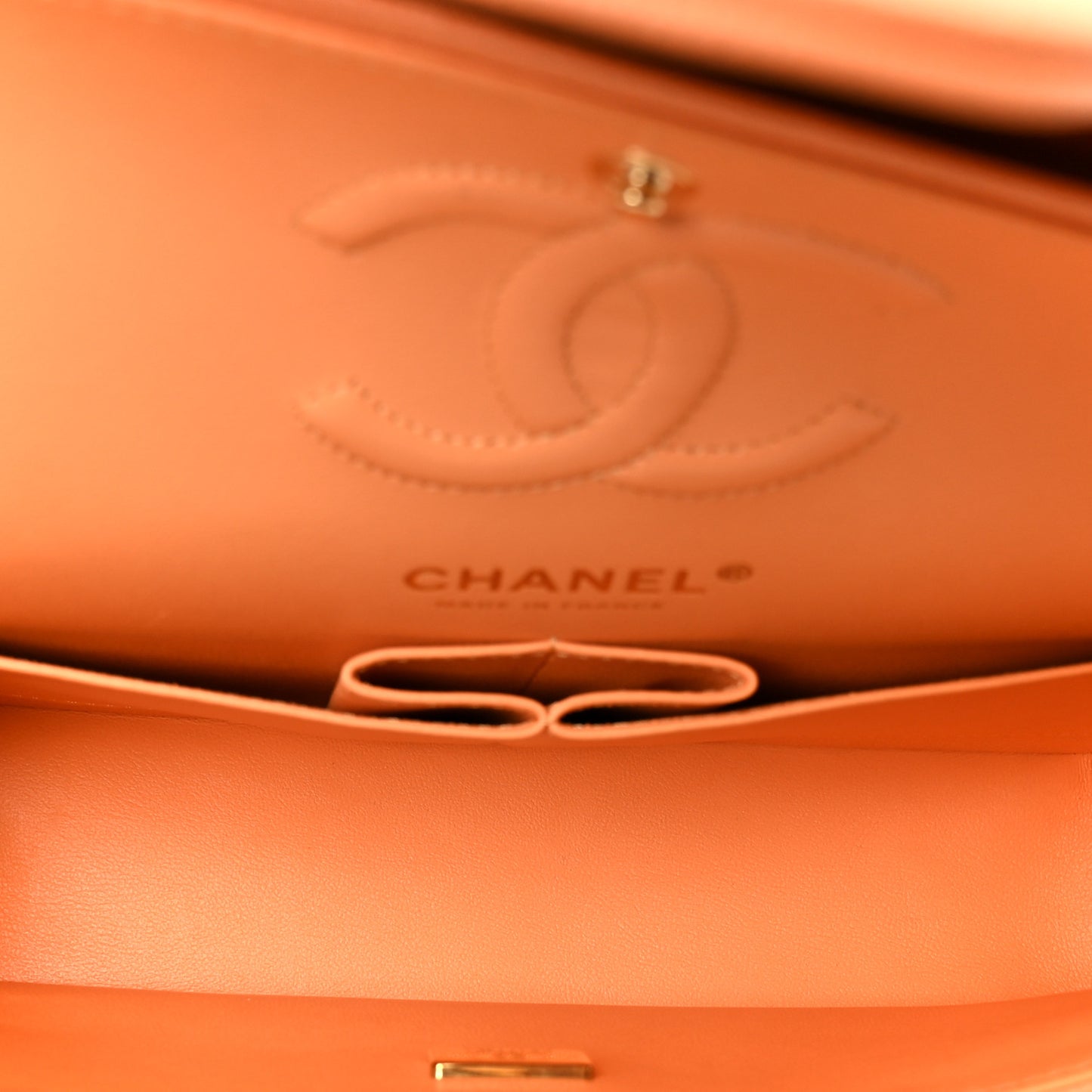 Caviar Quilted Rainbow CC Small Double Flap Orange