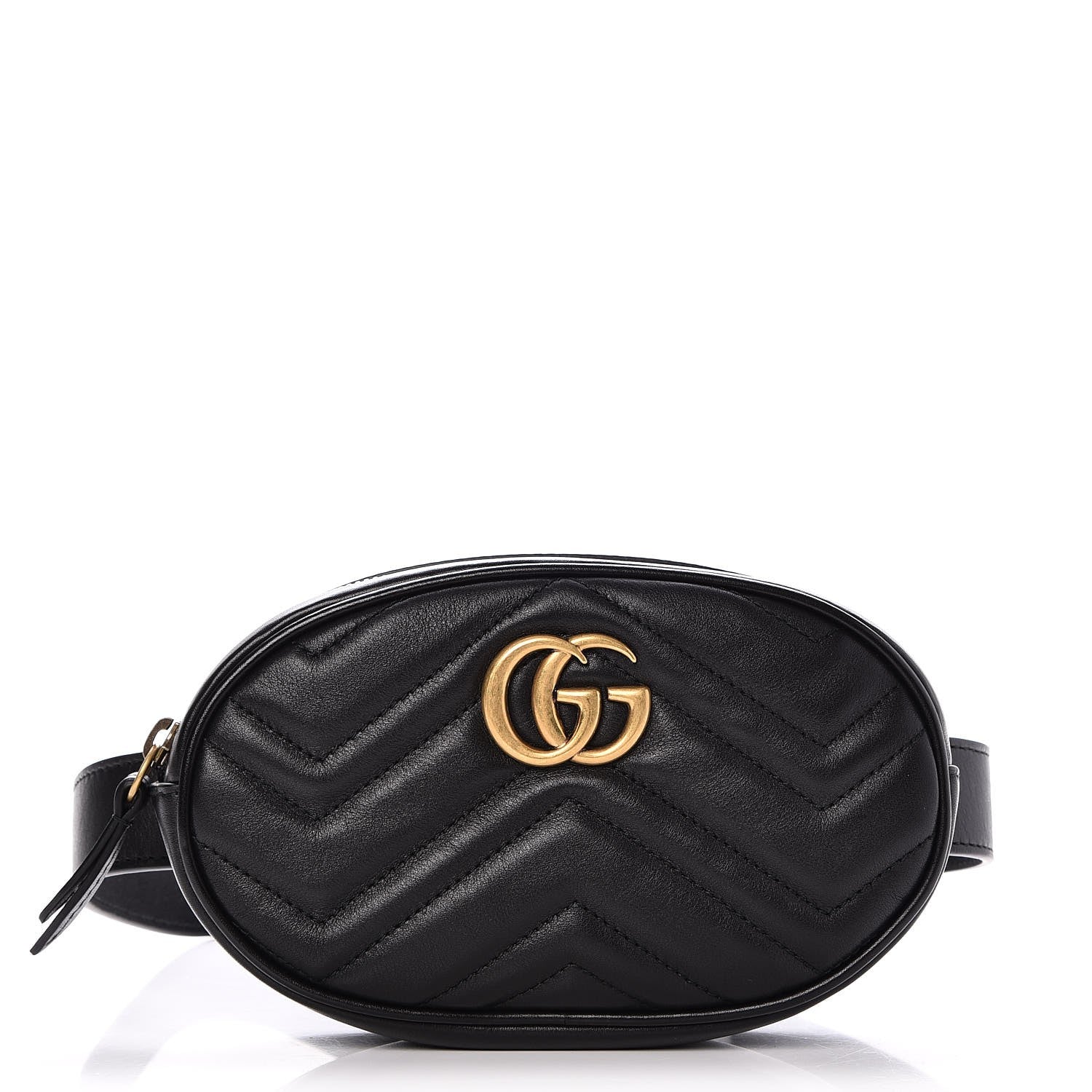 Gucci Calfskin Matelasse GG Marmont Belt Bag 95 38 Black 1 of 10