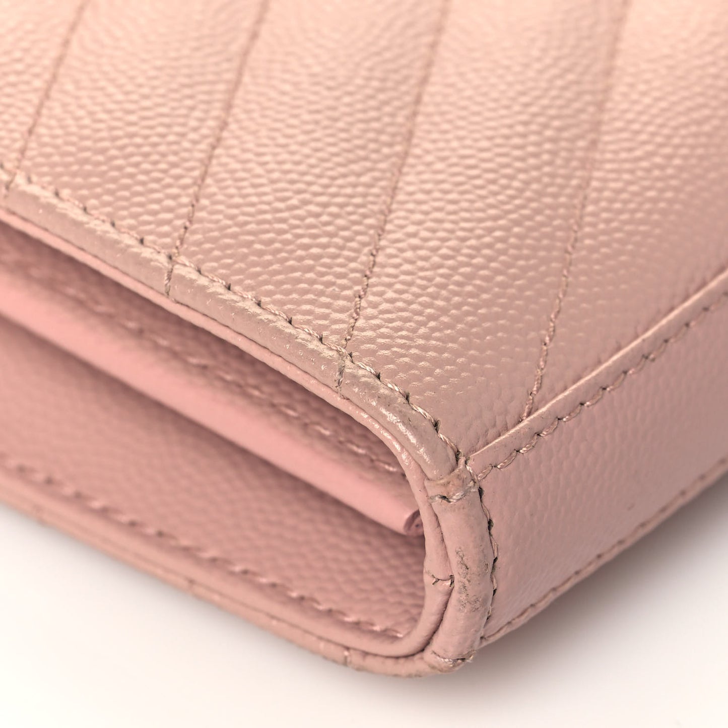 Grain De Poudre Matelasse Chevron Monogram Chain Wallet Pale Pink