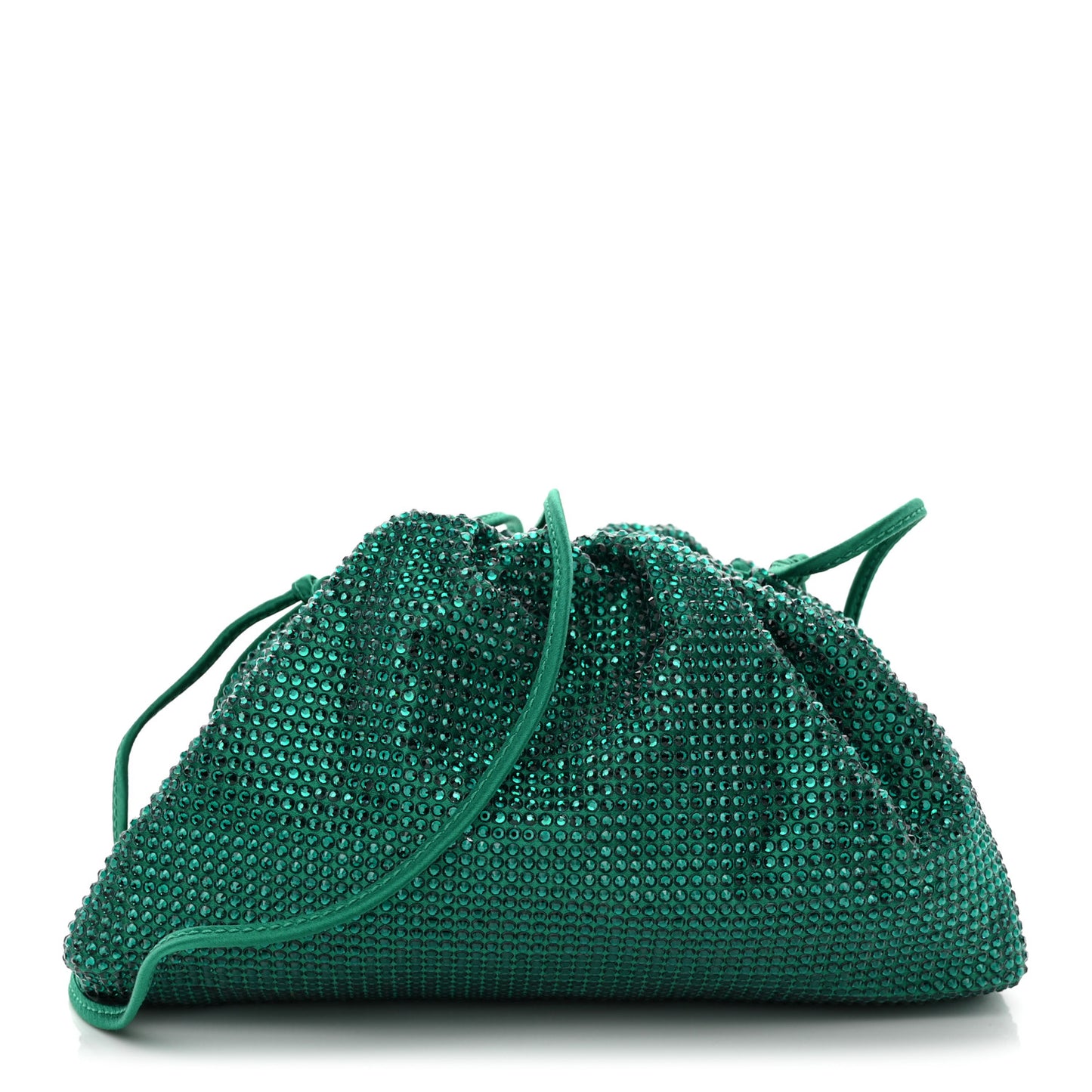 Satin Crystal Embellished The Mini Pouch Emerald
