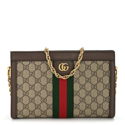 Gucci GG Supreme Monogram Web Small Ophidia Chain Shoulder Bag Brown 1 of 11