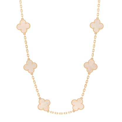 Van Cleef & Arpels 18K Yellow Gold Mother of Pearl 10 Motifs Vintage Alhambra Necklace 1 of 5