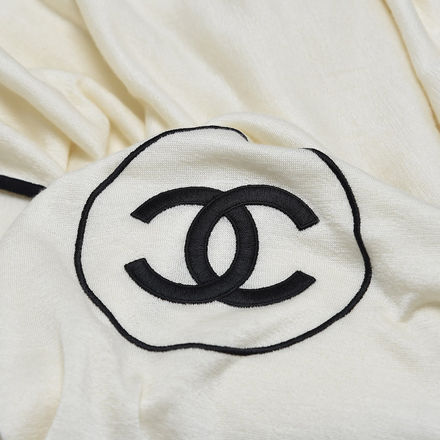 Cashmere Silk CC Scarf Black White