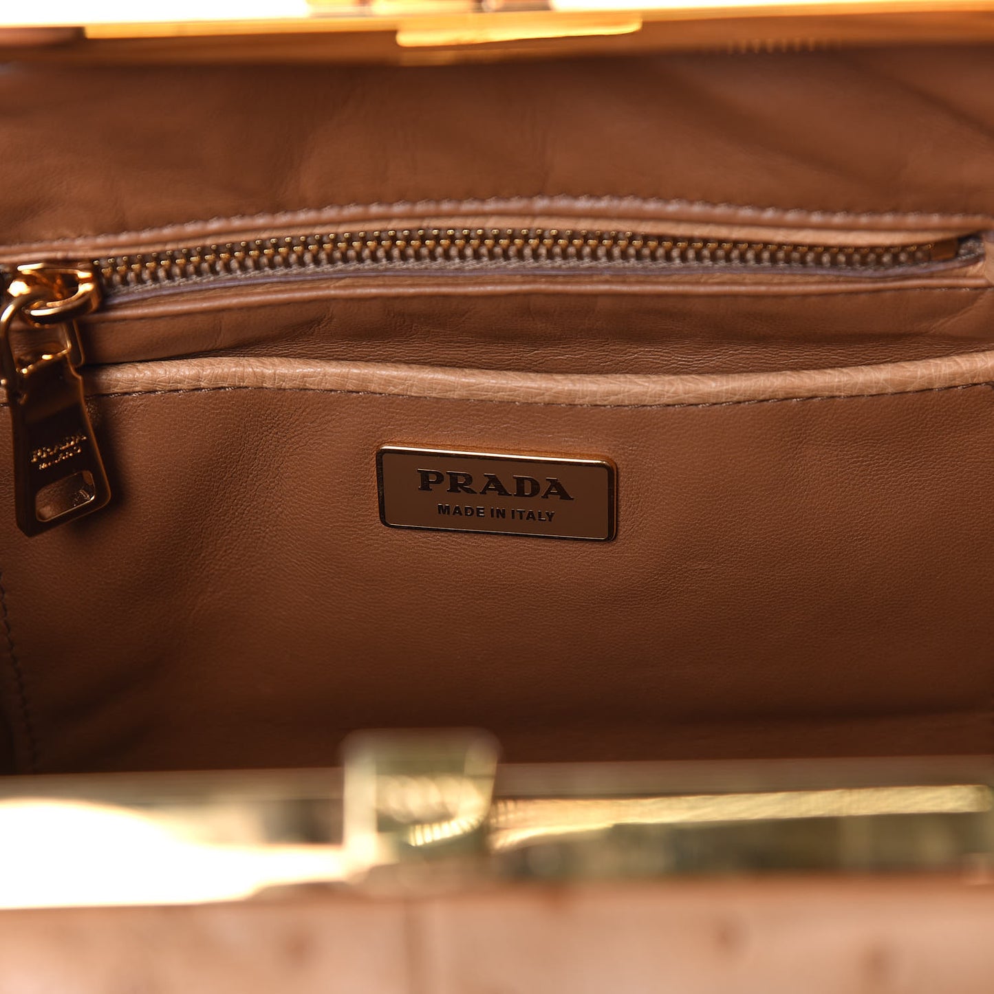 Ostrich Pyramid Bag Soleil