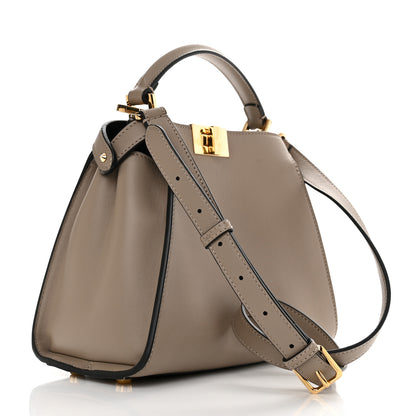 Fendi Vitello Tahiti Burro Medium Peekaboo Iconic Essentially Satchel Tortora Black 3 of 13