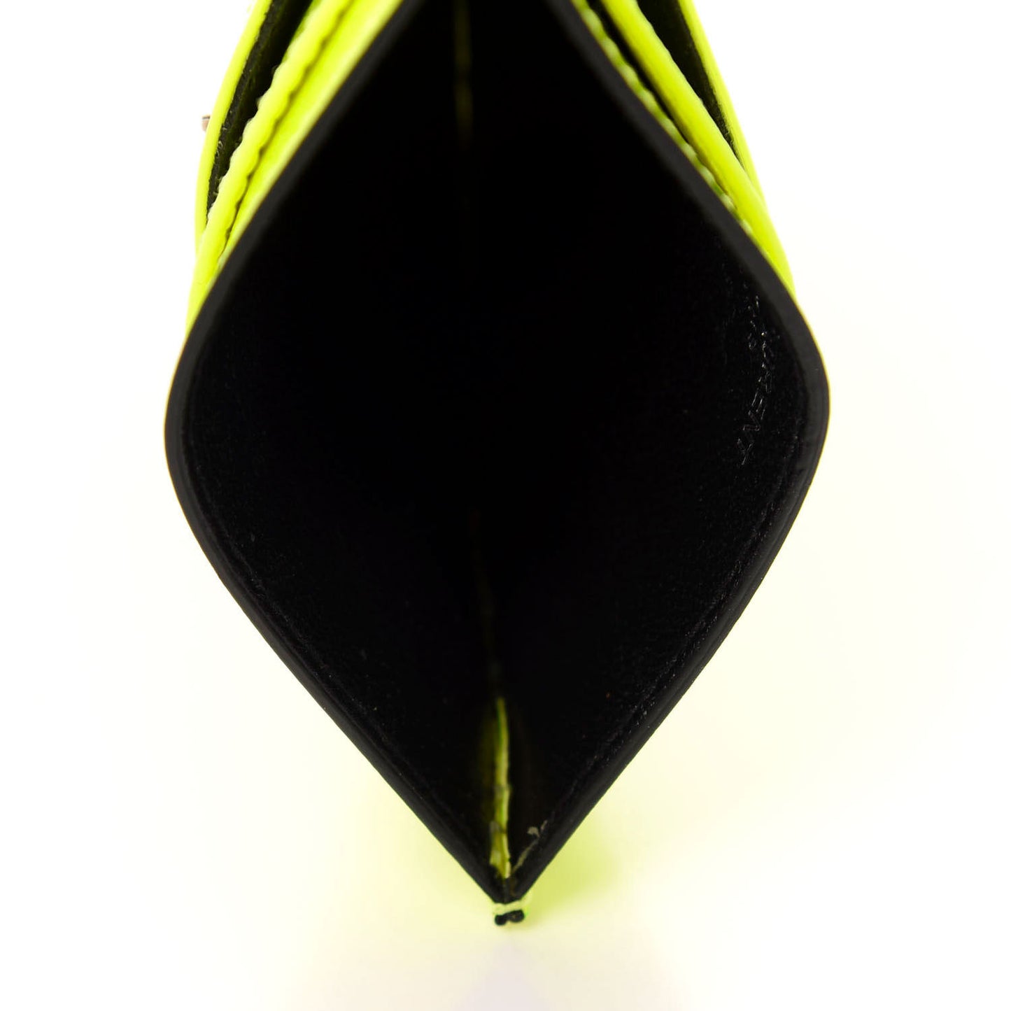 Patent Grain De Poudre Matelasse Chevron Monogram Credit Card Case Neon Yellow