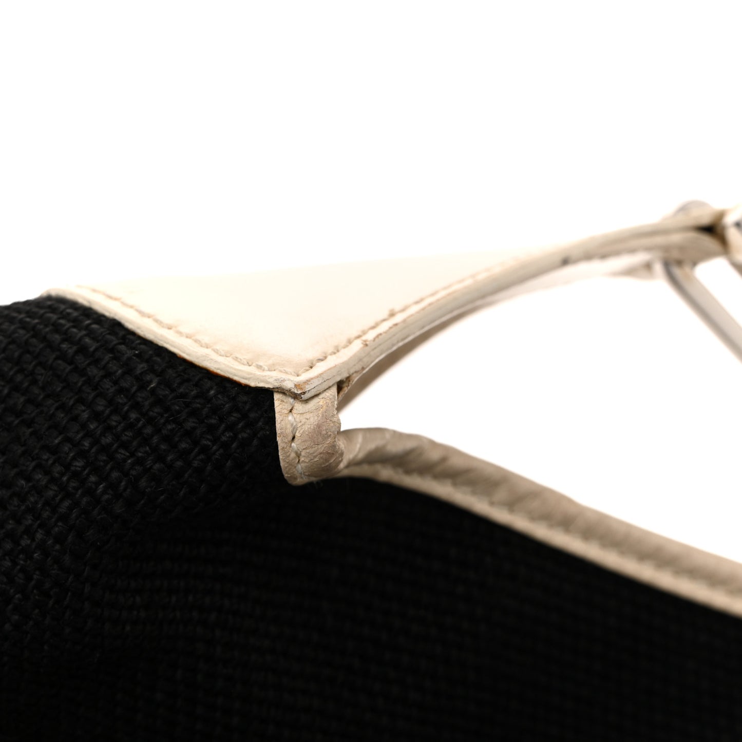 Canvas Calfskin Jackie O Chain Hobo White Black