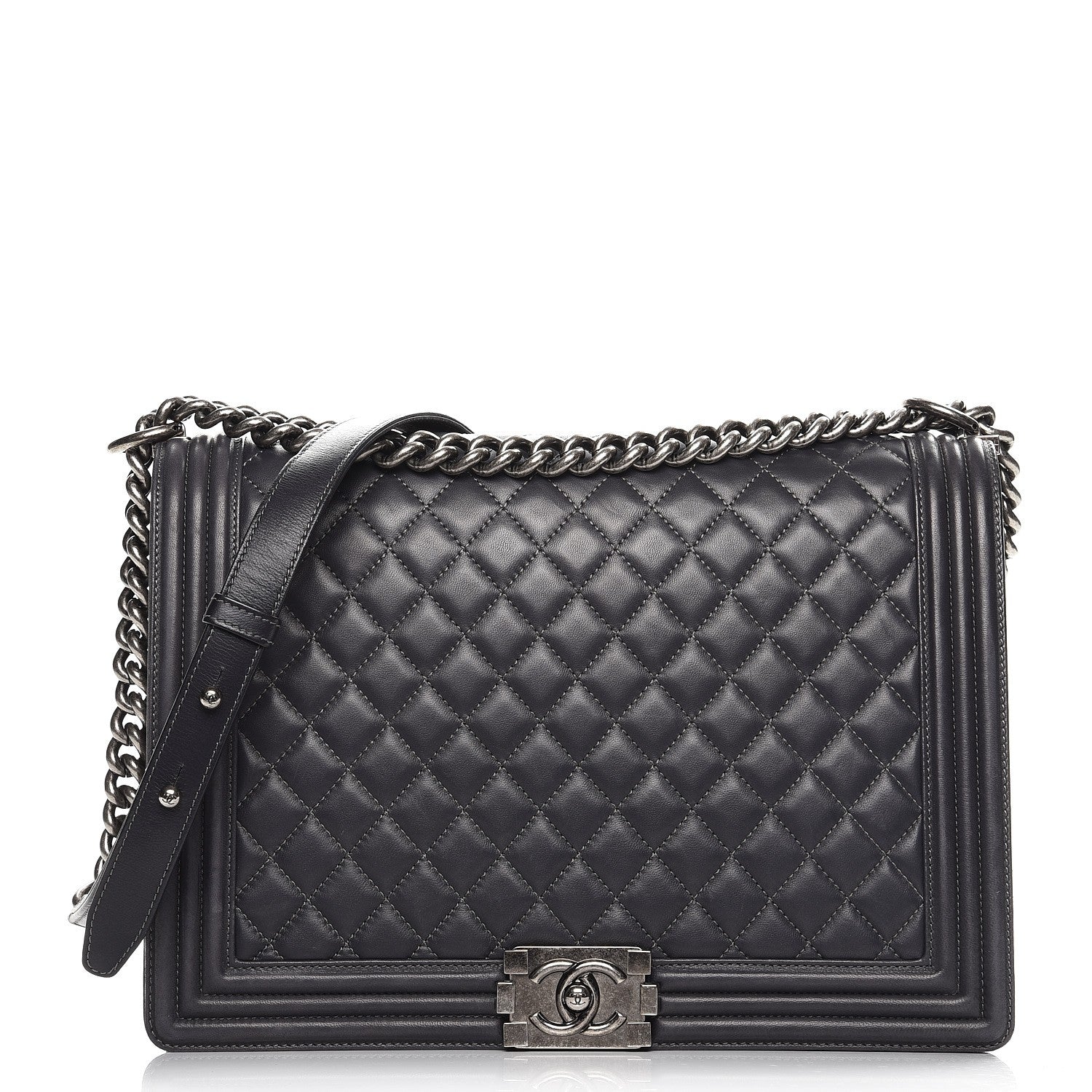 Chanel Lambskin Quilted Large Boy Flap Grey 1 of 11