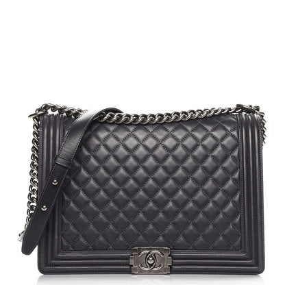 Chanel Lambskin Quilted Large Boy Flap Grey 1 of 11